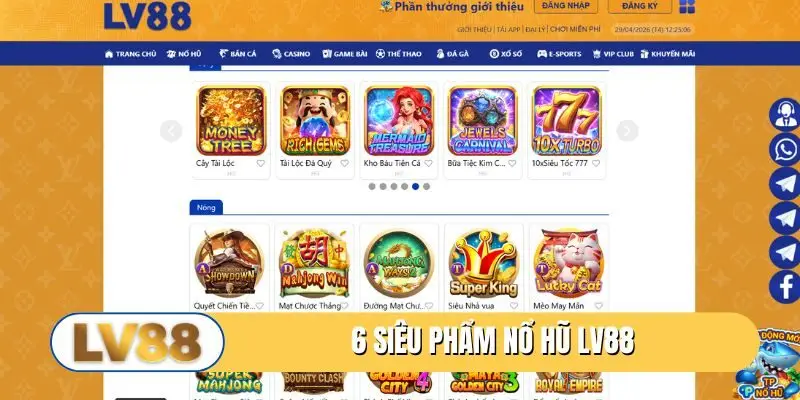 6 siêu phẩm nổ hũ LV88