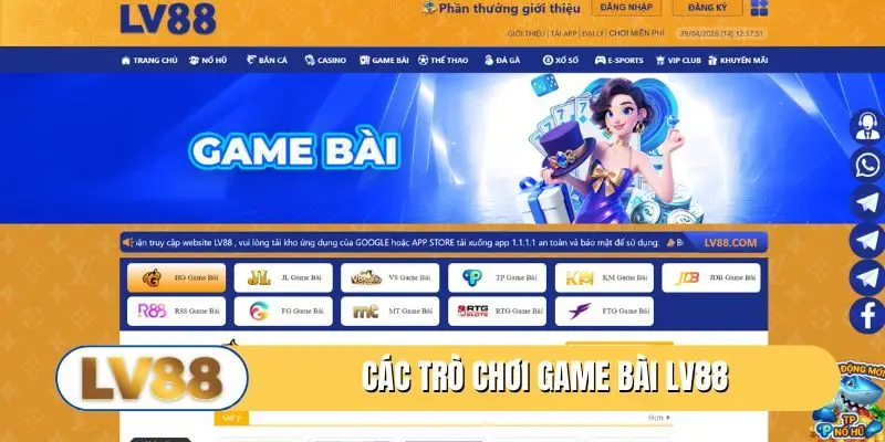 Các trò chơi game bài LV88