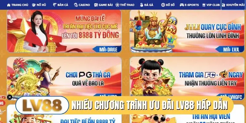 Nhiều chương trình ưu đãi LV88 hấp dẫn
